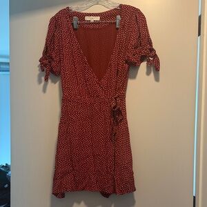 LOFT Burgundy Polka Dot Mini Dress